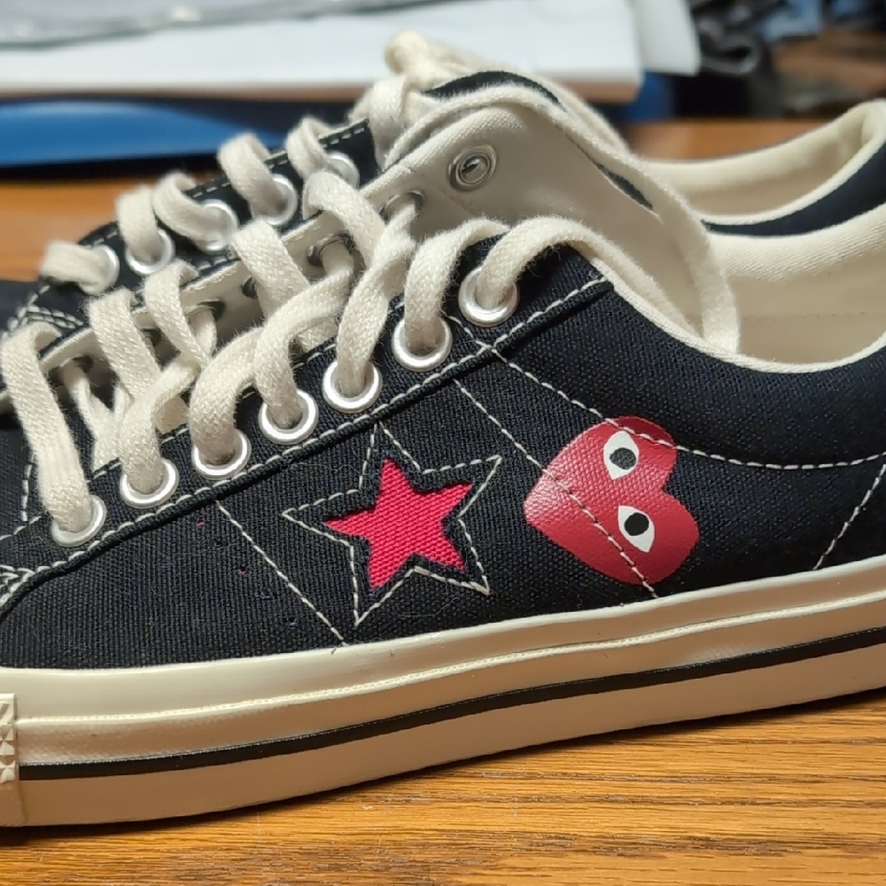 CDG x Converse Black Canvas Sneakers - Picture 2 of 10